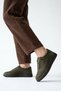 Bomles Pleated Elastic Tied Sole Stitched Genuine Leather Orthopedic Women's Shoes Khaki Nubuck