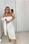 Crepe Dress with Belted Design, Strapless · Color: White · Size: XS BX - 2