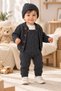 Girl Boy Baby Knitwear Salopet Cardigan Beanie 3 Piece Newborn Winter Set - 2