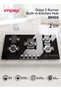 Impex Built-in 5 Burner Glass Gas Hob, Sabaf Burners, 8mm Tempered Glass Cooktop, Cast Iron Pan