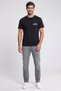 Men Crew Neck Short Sleeve Brand Logo T-Shirt, Black - 2