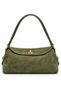 Khaki Women's Gold-Locking Genuine Suede Shoulder Bag.