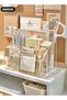 DUNISO Acrylic Desk Organizer, 5 Compartments Pencil Organizer, Multiple Functional Pen Holder - 5