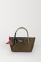 Women's Khaki Suede Scarf Gift Crossbody Lined Zippered Mini Hand and Shoulder Bag - 3