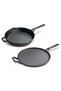 Pre-Seasoned Cast Iron 2 Piece Cookware Set - 28cm Flat Dosa Tawa + 26cm Fry Pan | Set