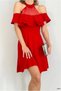 Tulle Dress with Flounces Mini Collar Boat Neck Fabric · Color: Red · Size: S Bsk2026 - 4