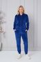 Moda Women's Velvet Stone Embroidered Wing Pattern Hooded Zipper Tracksuit Set - 4