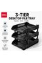3-Tier Plastic Desktop Document Organizer Black