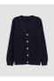 Lcw Kids Navy Blue V-Neck Girls' Knitwear Cardigan