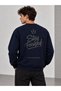 Men's Regular Fit 3 Thread Printed Sweatshirt with Back Detail - 4