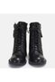 Large Size Zippered Black Leather Boots Low Heel Lace-Up 41-42-43-44 - 3