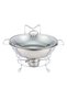 NKX Stainless Steel Round Buffet Chafing Dish with Tempered Glass Lid and Stand Food Warmer for