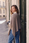 Women's Premium Soft Textured Asymmetrical Cut Poncho Mink 27W5011 - 2