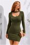V-Neck Long-Sleeved Evening Gown · Color: Khaki · Size: M BX - 2