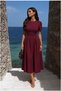 Straight-Cut Short Evening Dress with Sleeves and Collar · Color: Burgundy · Size: L BX - 5