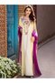 Beige Ombre Gold-Embroidered V-Neck Gown - 2