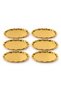 6-Piece Gold Oval Tea and Coffee Presentation Tray 24 cm – Stainless Steel Wavy Edged Promise and Engagement Catering and Serving Tray - 2