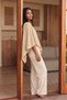 Women's Premium Soft Textured Asymmetrical Cut Poncho Beige 27W5011 - 5
