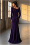 Asymmetrical Slit Dress with Sleeves, Evening Gown, Long Neckline · Color: Cobalt · Size: 3XL BX - 3