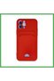 iPhone 12 Compatible Case Kelvin Silicone with Business Card Holder - Red Bezoss