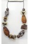 Amber Brown Tone Beaded Elevator Drawstring Necklace - 2