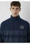 Men's Navy Blue Half-Zip Sweatshirt Dark Navy Blue Sweatshirt - 6