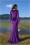 Velvet Slit Dress, Evening Gown, V-Neck Fabric · Color: Purple · Size: M BX - 3