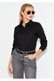 Women's Black Long Sleeve Slim Shirt. - 2