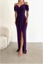 Crepe Slit Dress Evening Gown V-Neck Fabric · Color: Emerald · Size: S Bsk2026 - 5
