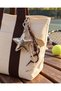 Bag Charm Keychain Metallic Star Gold Tennis Racket Leopard Beaded String Bag Accessory - 2