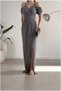 Crepe Slit Dress Evening Gown V-Neck Fabric · Color: Emerald · Size: S Bsk2026 - 3