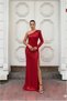 Velvet Dress Sequined Sleeves Collar Long Fabric Asymmetrical · Color: Red · Size: 2XL Bsk2026 - 5