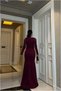 Stone-Embellished Evening Gown with Collar Detail, Maxi Length · Color: Cobalt · Size: M BX - 3