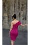 One-Piece Dress with Draped, Ruched Shoulder · Color: Purple · Size: L BX - 2
