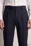 Navy Blue Straight Fabric Trousers - 3