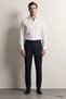 Navy Blue Straight Fabric Trousers - 5