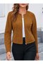 Women's Zippered Round Neck Suede Jacket - 3
