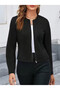 Women's Zippered Round Neck Suede Jacket - 2