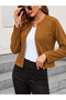 Women's Zippered Round Neck Suede Jacket - 5