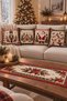 4-Piece Christmas Decorative Throw Pillow Cover and Runner Set Santa Claus Reindeer & Tree Christmas Printed Decorative Throw Pillow 2027 New Year Decoration 4-Piece Set Double-Sided Printing - 3