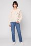 Women Round Neck Stripe Long Sleeve Blouse, Beige - 2