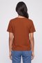 Women Crew Neck Embroidered Short Sleeve Top, Brown - 4