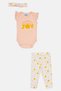 Toddlers Girl 3 Pcs Embroidered Bodysuit And Leggings With Headband Set, Multicolor - 2