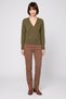Women V Neck Long Sleeve Knitted Cardigans, Olive - 2