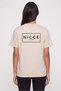 Women Crew Neck Short Sleeve Brand Logo T-Shirt, Beige - 4
