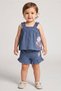 Toddlers Girl 2 Pieces Embroidered Sleeveless Top And Shorts Set, Slate Blue