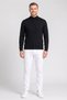 Men High Neck Long Sleeve Knitted Full Zip Sweater, Navy - 2