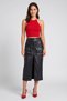 Women Solid Faux Leather Maxi Skirt, Black - 2