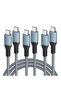 كابل USB A إلى USB C، 1 متر + 2 متر، شحن سريع 2.4 أمبير، كابلات شحن من النوع C، مزودة بخاصية مزامنة البيانات بسرعة 480 ميجابت في الثانية، مصنوعة من النايلون المضفر. - 5