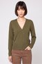 Women V Neck Long Sleeve Knitted Cardigans, Olive